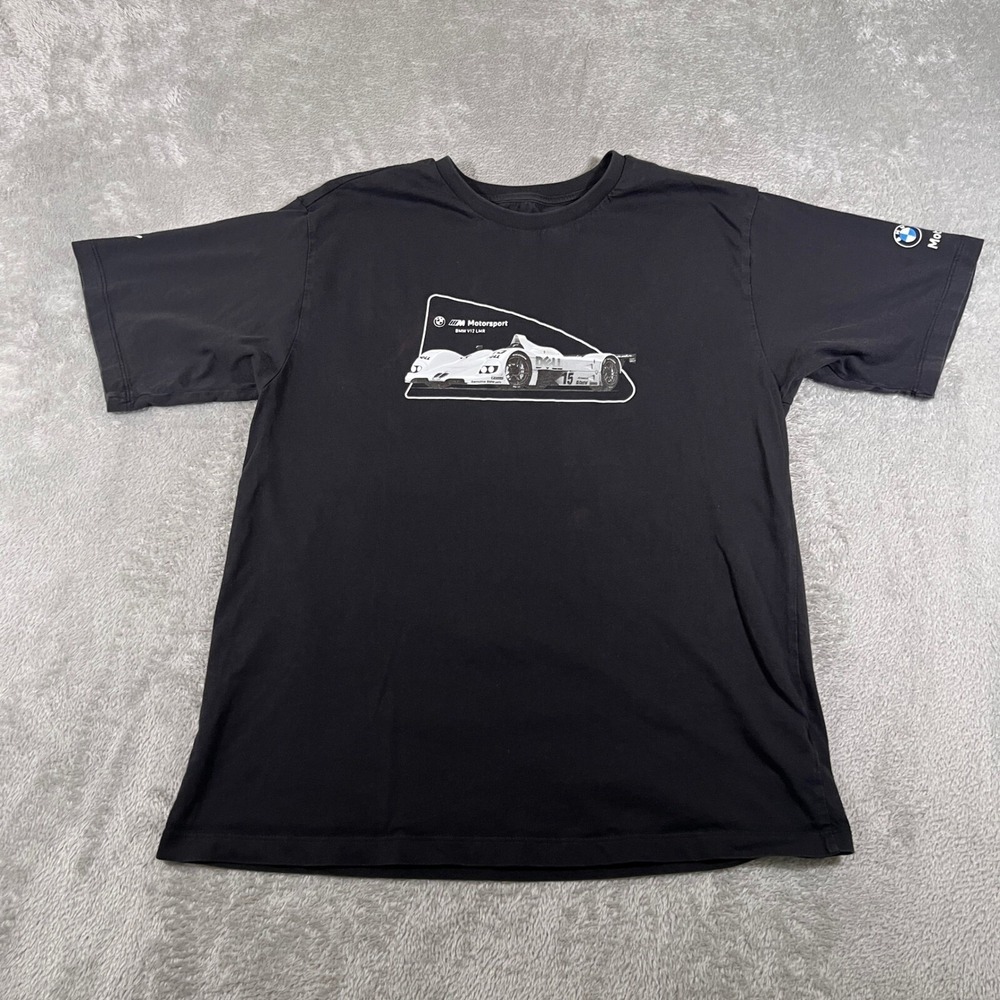 BMW Motorsport Graphic Tee Boys Medium Black Racing Car Short Sleeve‎
